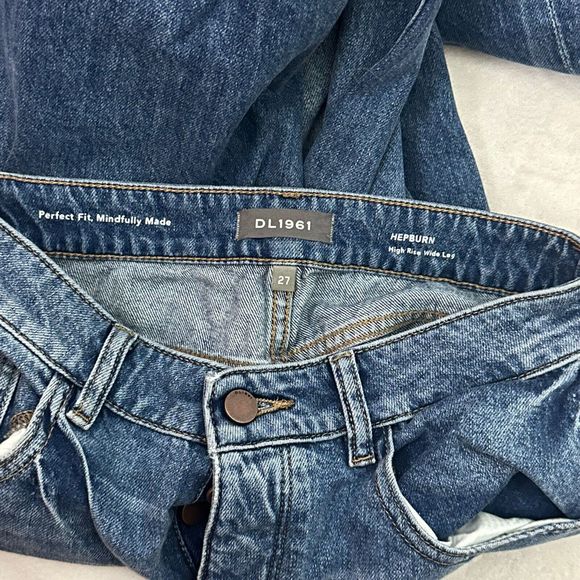 DL1961 Women's Hepburn High Rise Button Fly Denim Wide Leg Strauss Jeans Size 27 - Picture 10 of 11